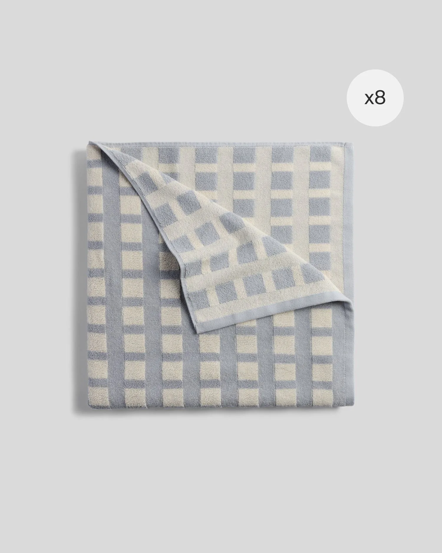 8x Capri Check Towel Bundle - Sky with Natural