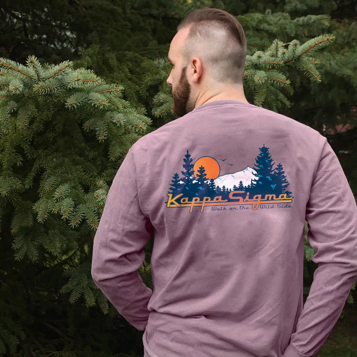 Kappa Sig Berry Retro Wilderness Long Sleeve Pocket Tee