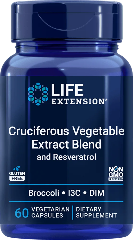 Mistura de extrato de vegetais crucíferos e resveratrol, 60 cápsulas vegetarianas
