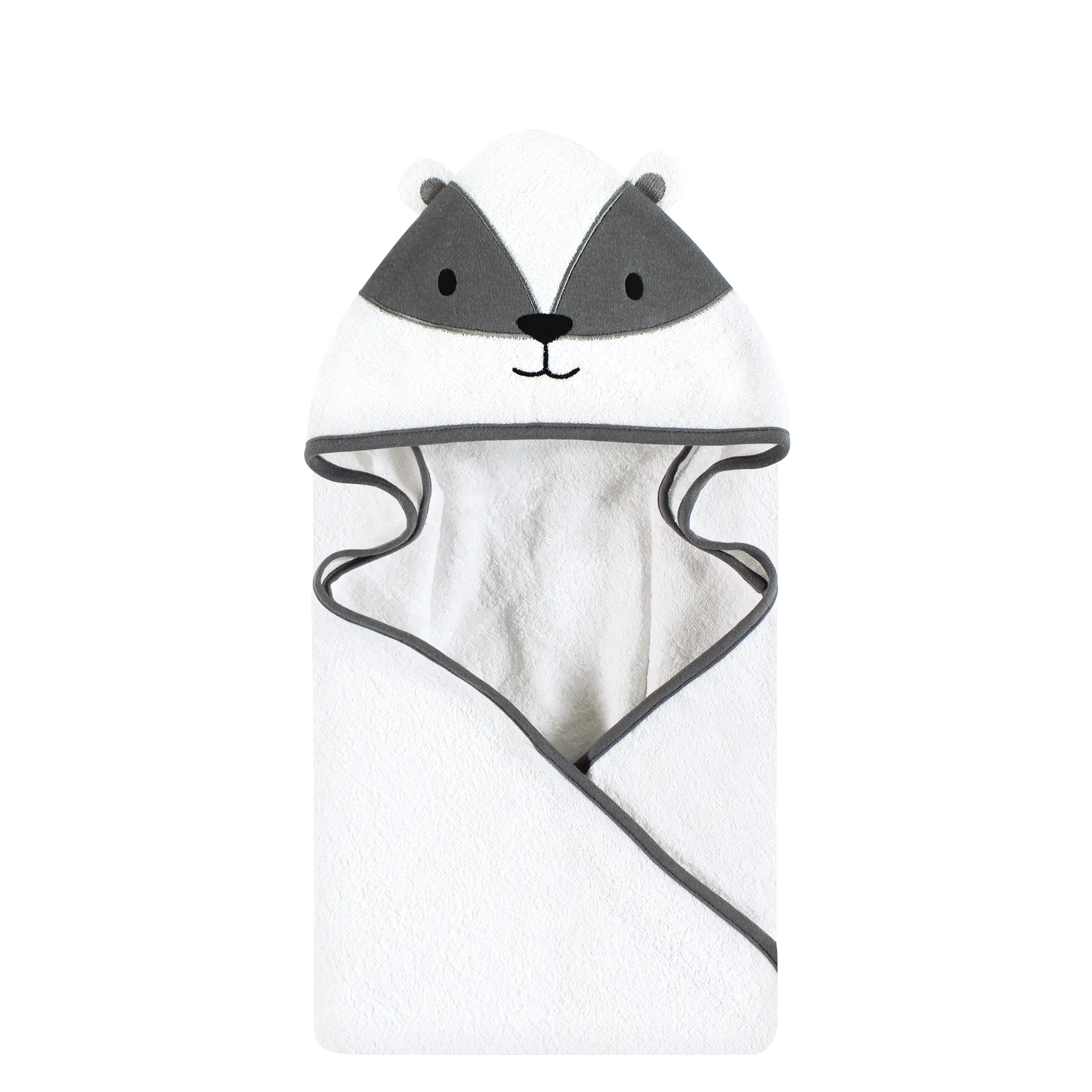 Hudson Baby Cotton Poly Animal Face Hooded Towel, Badger, One Size
