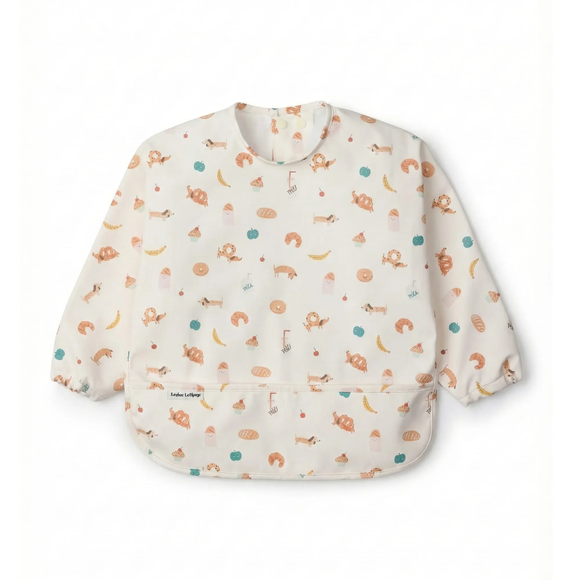 Loulou Lollipop Long Sleeve Bib - French Breakfast