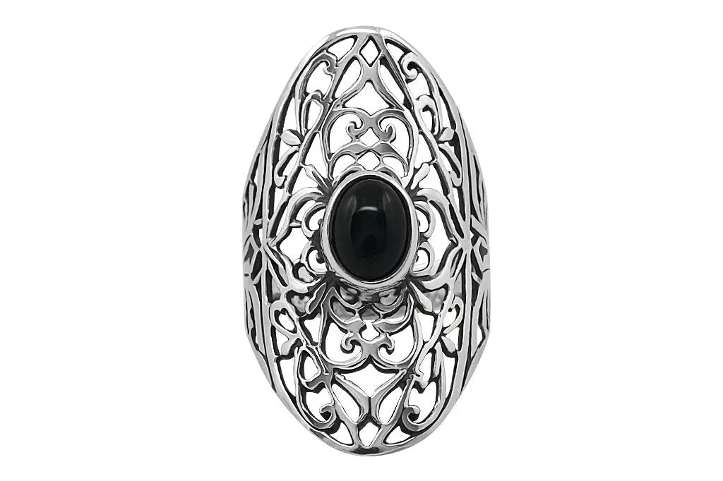 Silver Black Onyx Elizabeth Ring: Meaning and Care