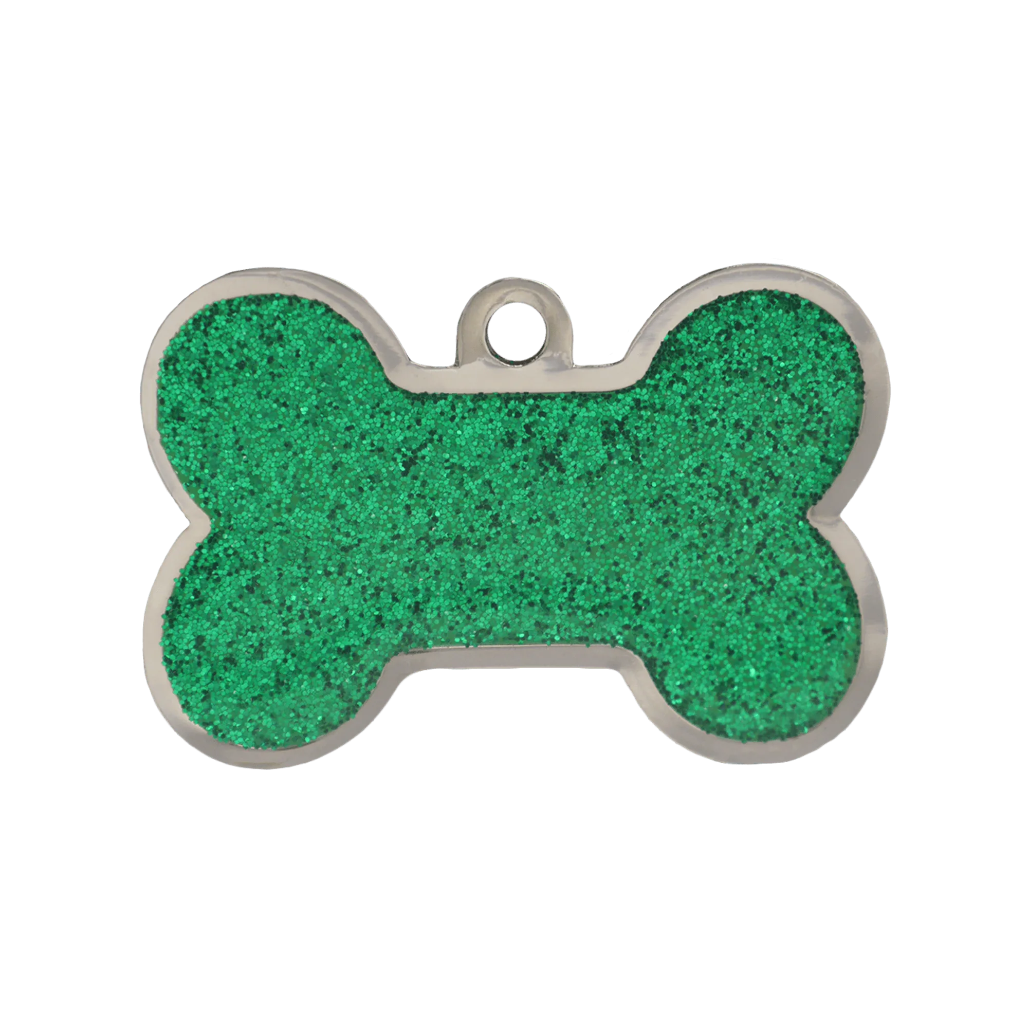 Green Sparkle Large Bone Pet ID Tag