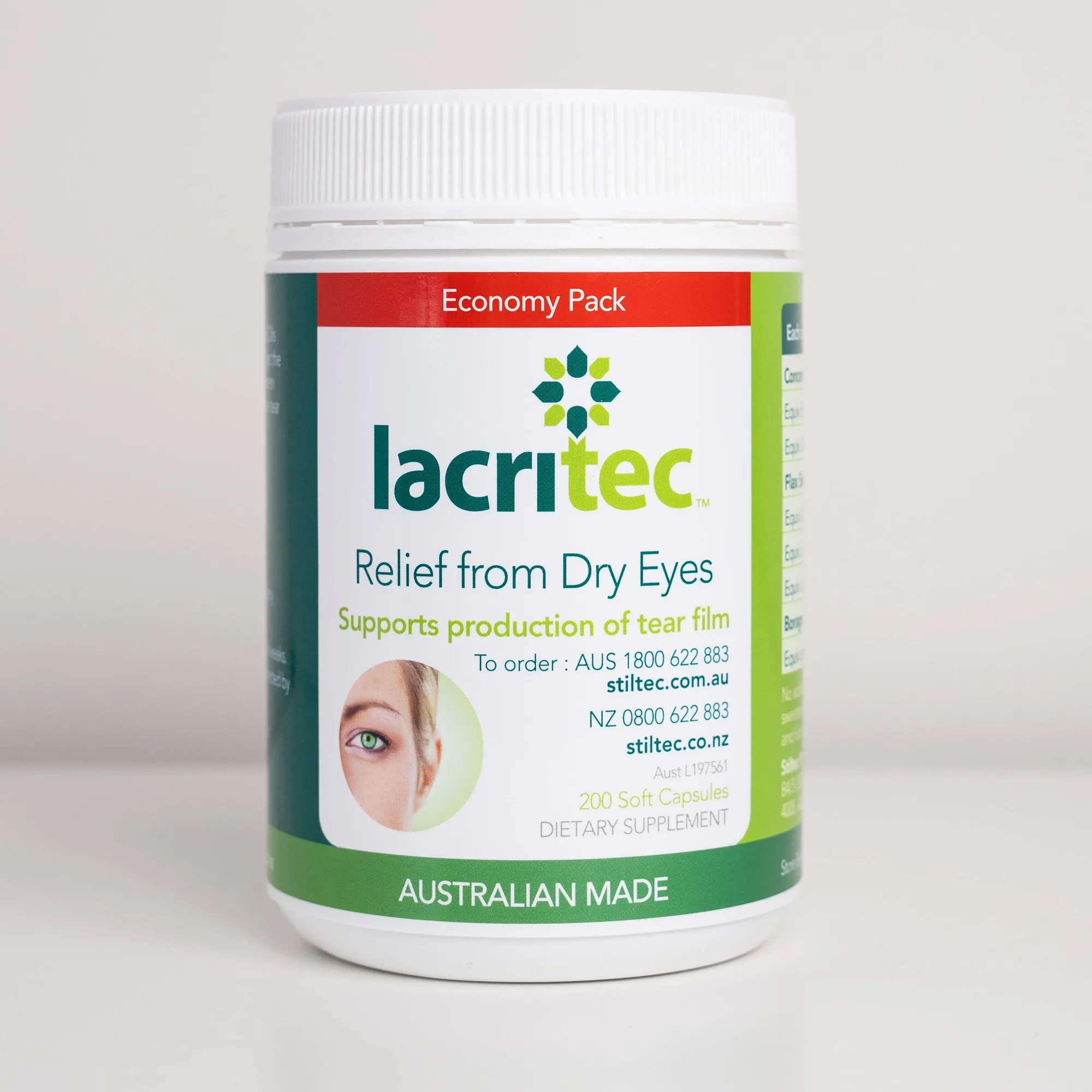 Lacritec Dry Eye Supplement - 200 Capsules