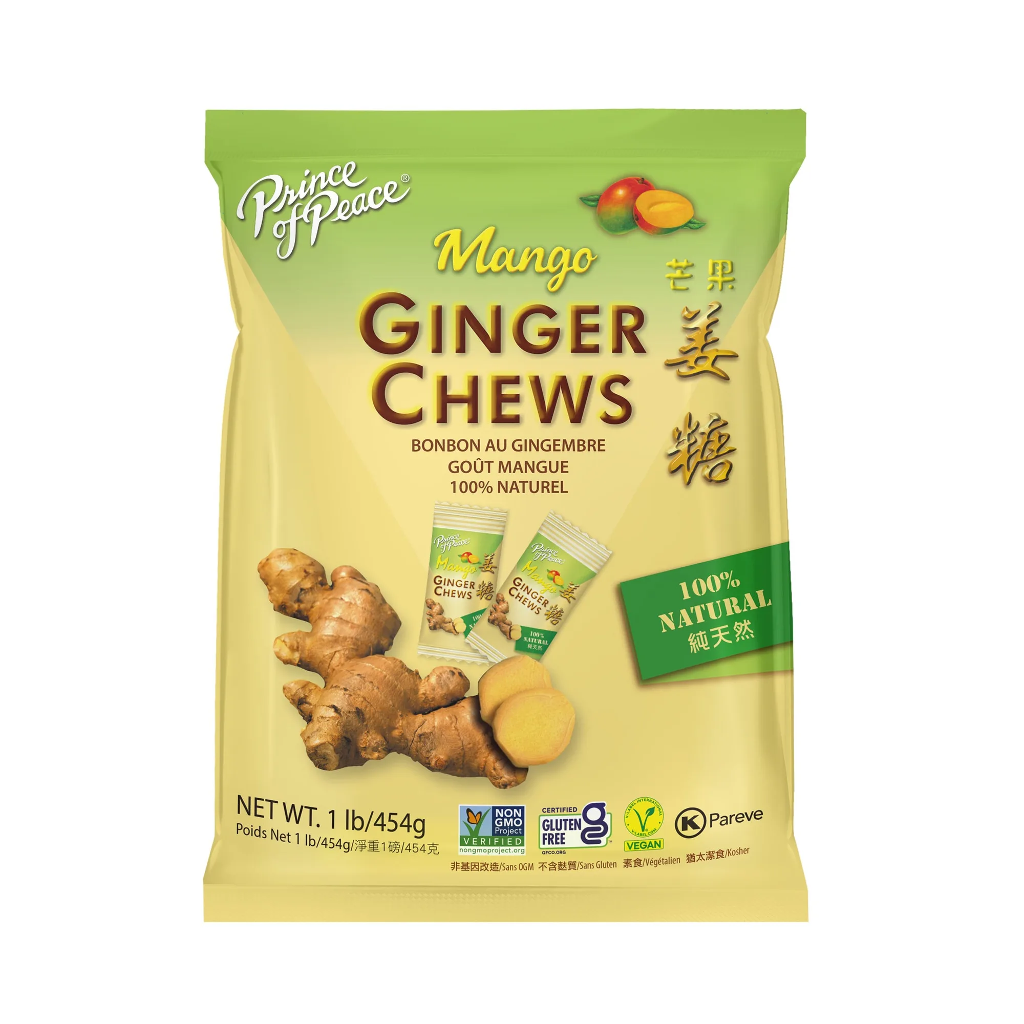 Prince of Peace Cukierki imbirowe (do żucia) z mango, 454 g