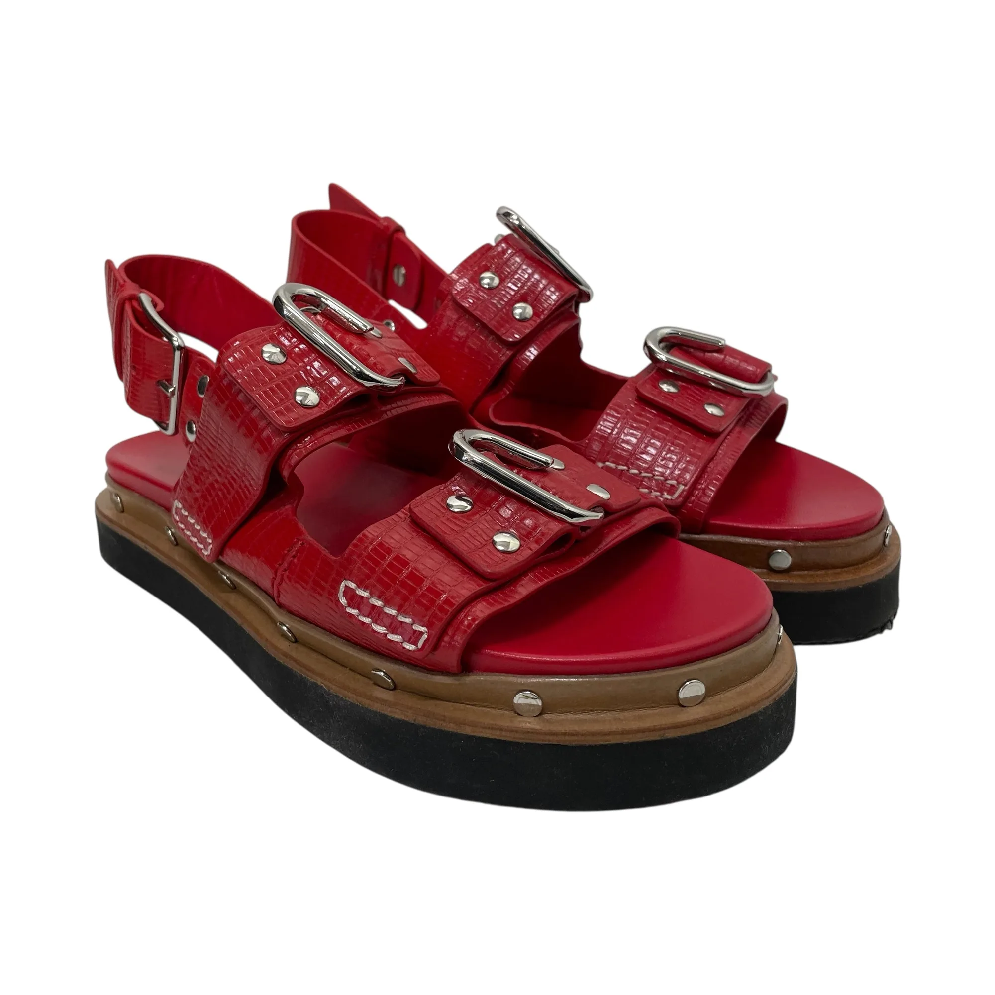 3.1 phillip lim/Sandals/EU 39/Leather/RED/RING ON BUCKLE