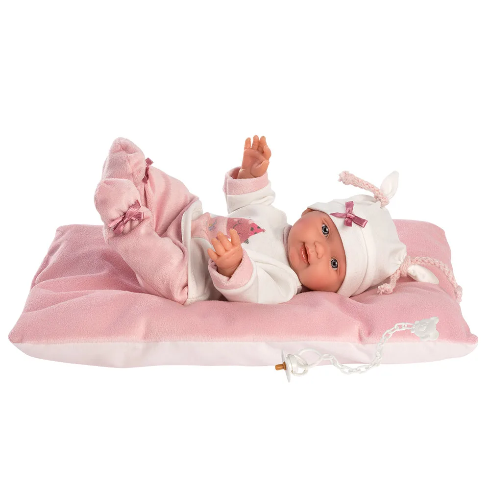 Llorens gelede pop 26 cm - Recién Nacidos muy suaves - Baby Say Boo Boo! met kussen
