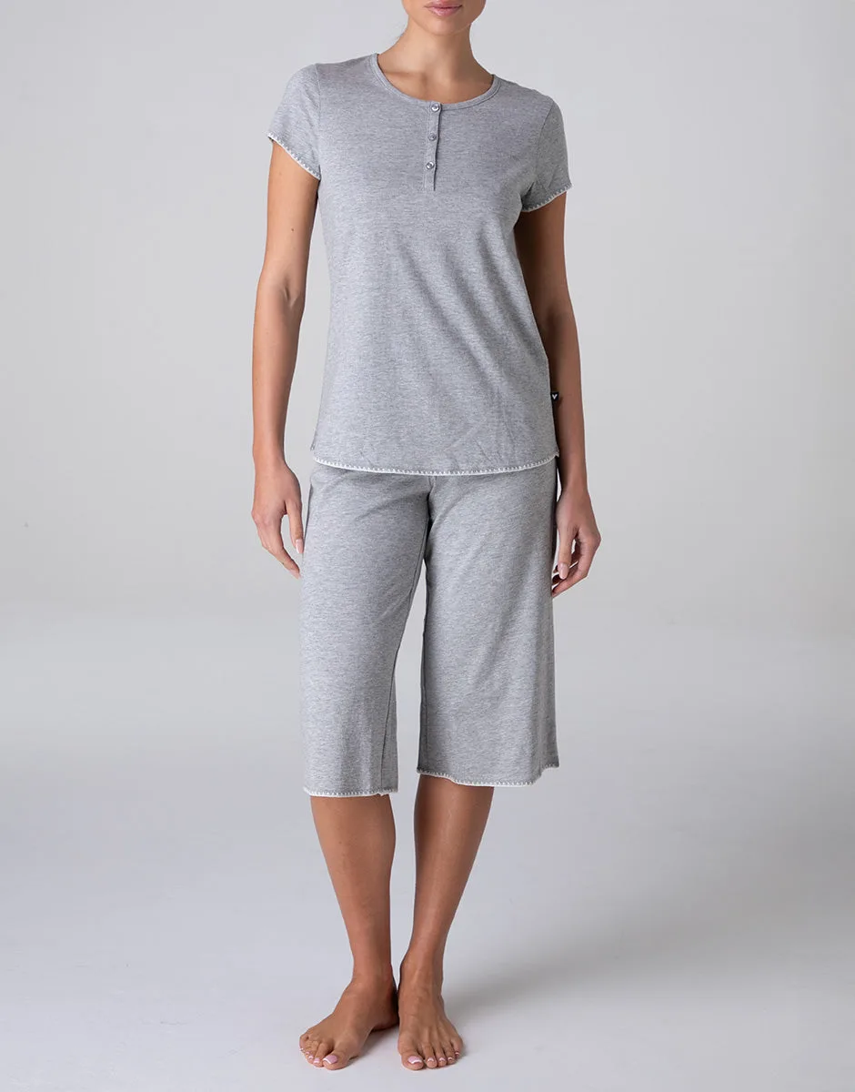 Pigiama Capri in Jersey, grigio melange