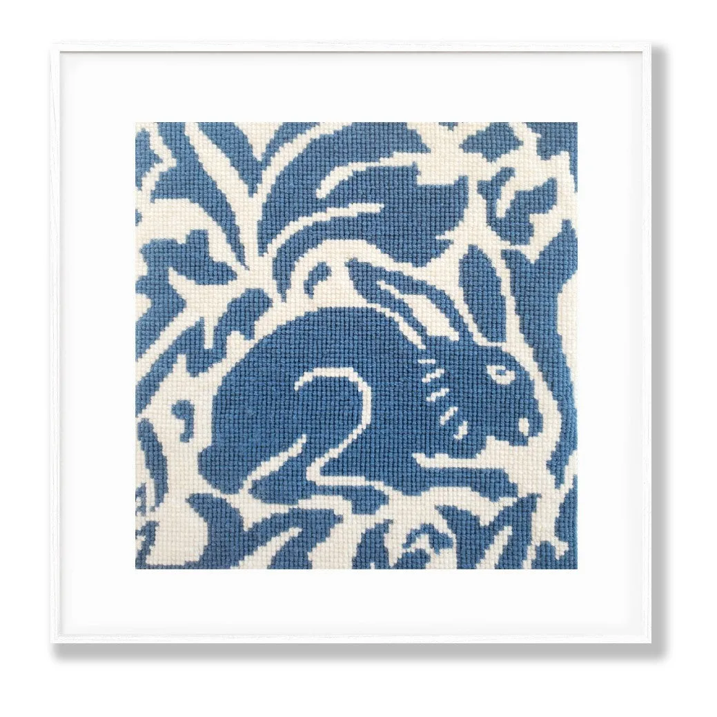 Victorian Cross Stitch Needlepoint Kit Blue & Cream Rabbit