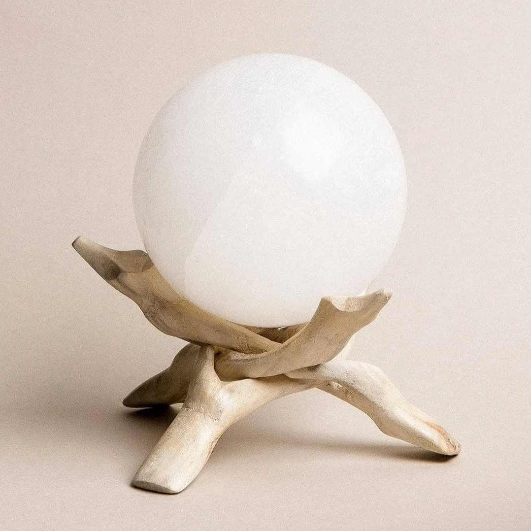 SELENITE SPHERE WITH TRIPOD