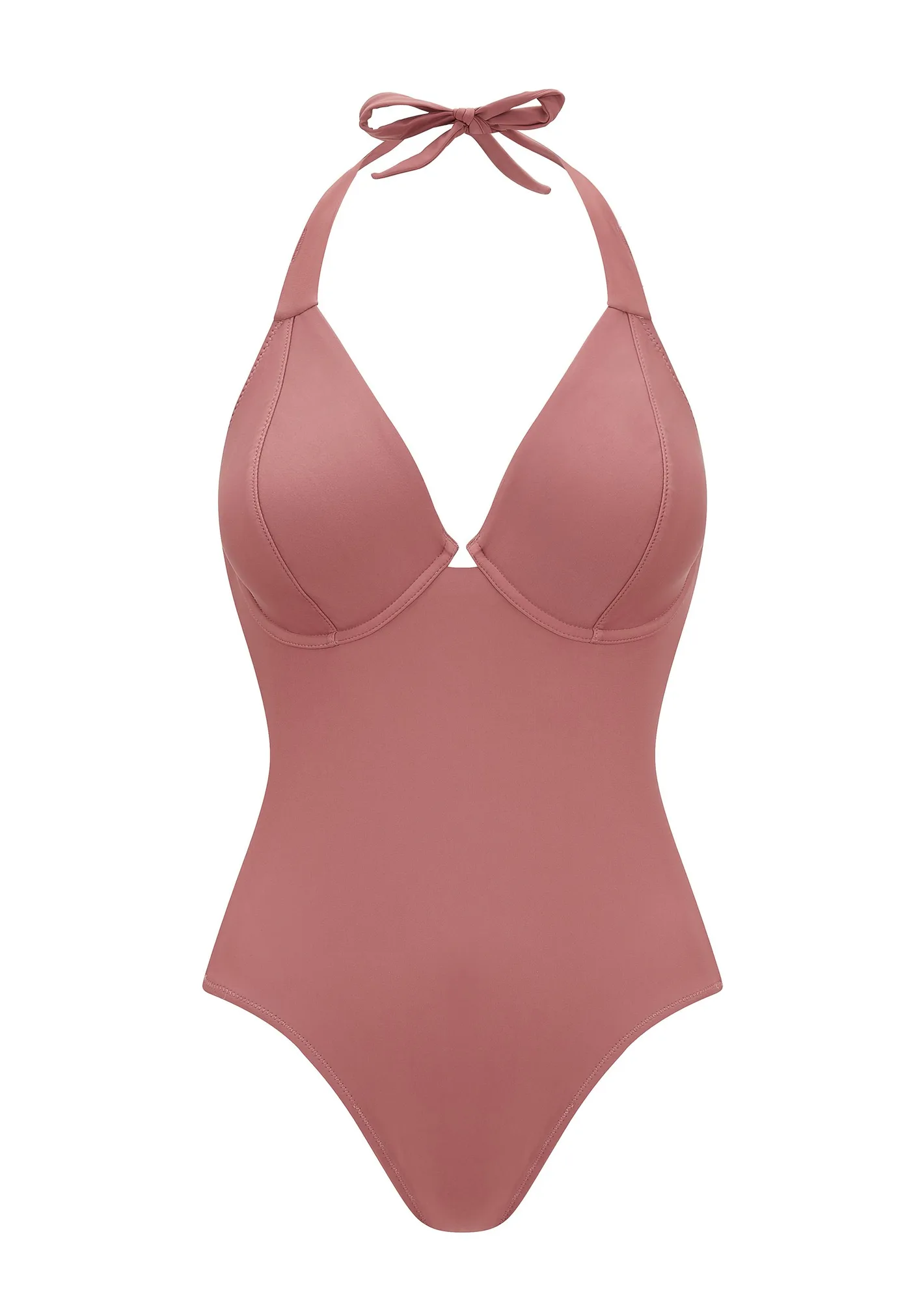 Fuller Bust Dune Deco Rose Underwired Halter Swimsuit, D-GG Cup Sizes