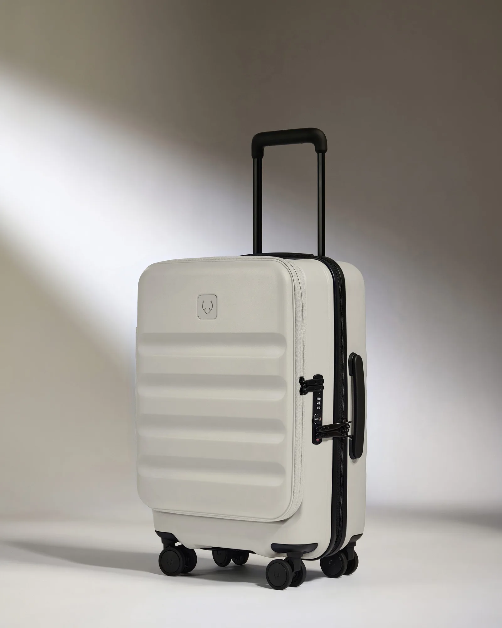 Dual Opening Carry-On Luggage in Taupe - Icon Stripe