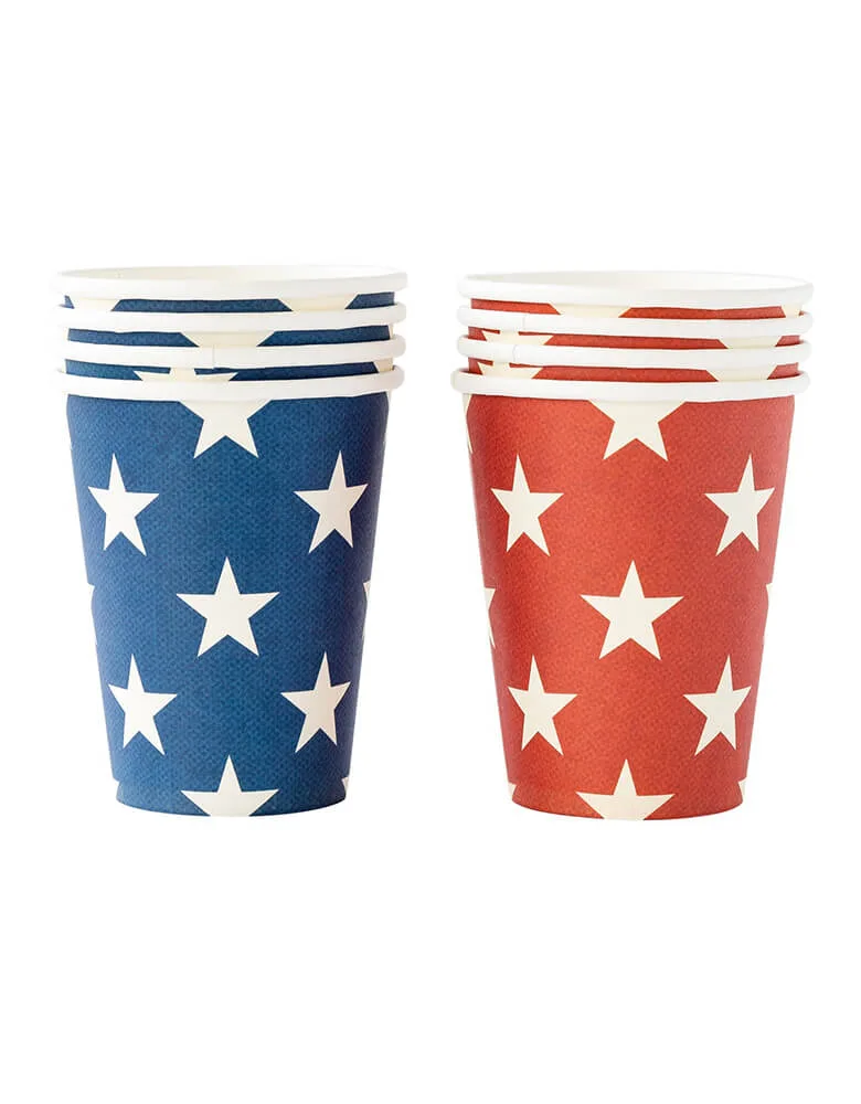 Red and Blue Star Paper Cups (Set of 8)