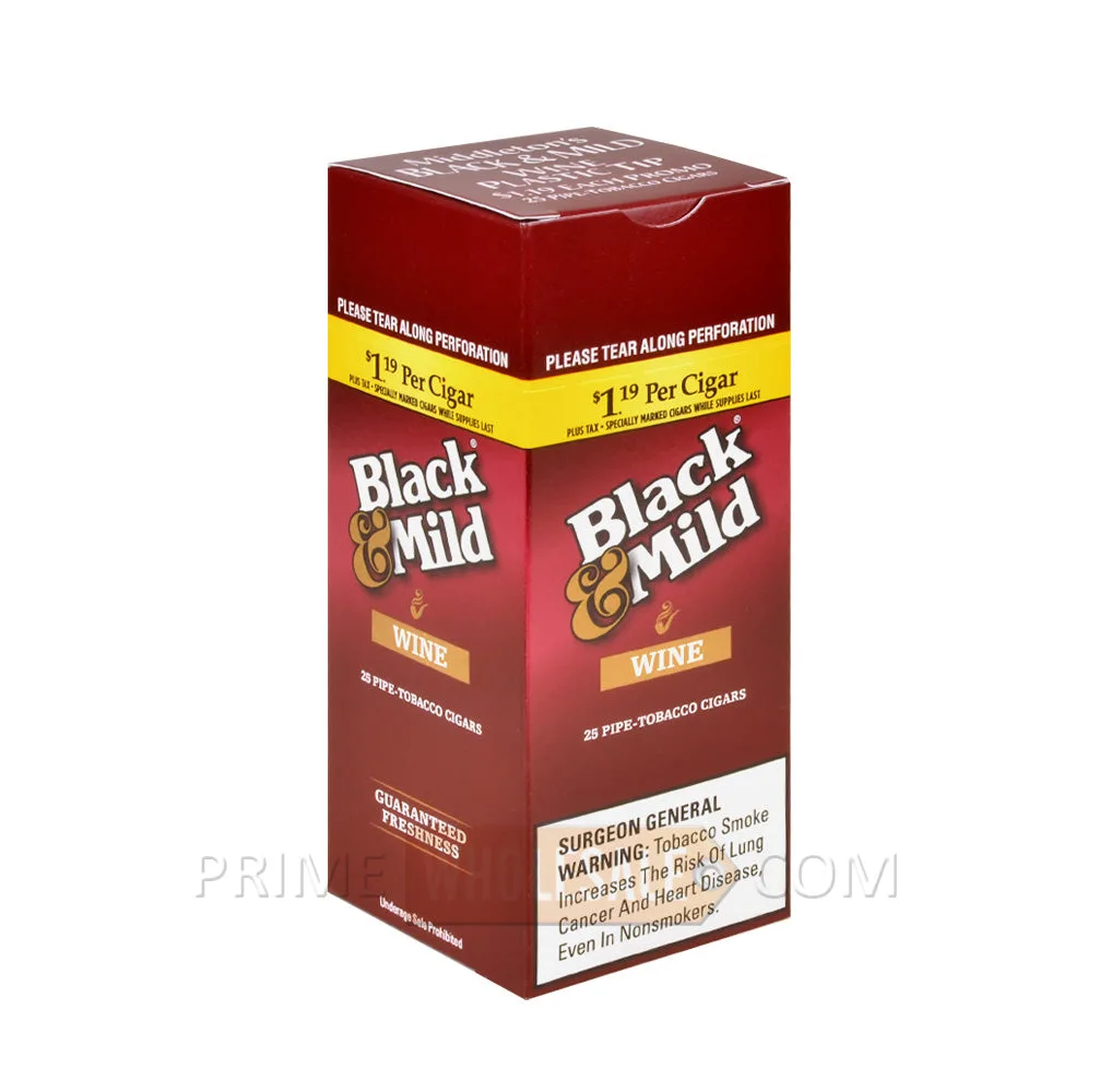 Cigares Middleton's Black & Mild Wine 1,19 prix marqué, boîte de 25