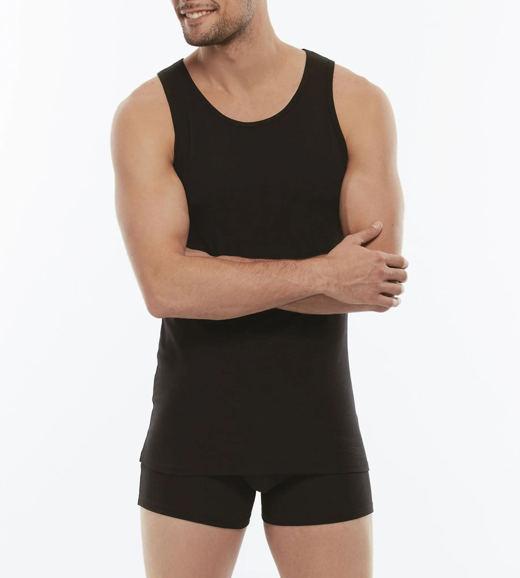 Canotta Cotton Stretch in cotone elasticizzato, nero