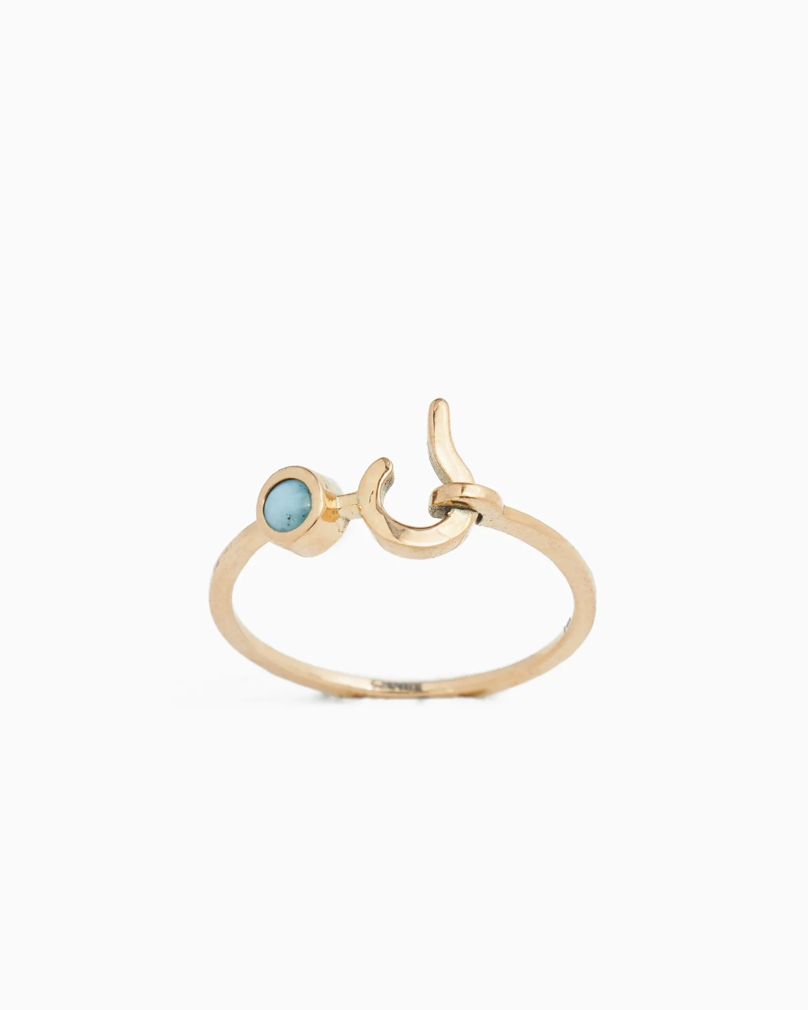 Dainty St. John Hook 戒指 鑲石 - Larimar