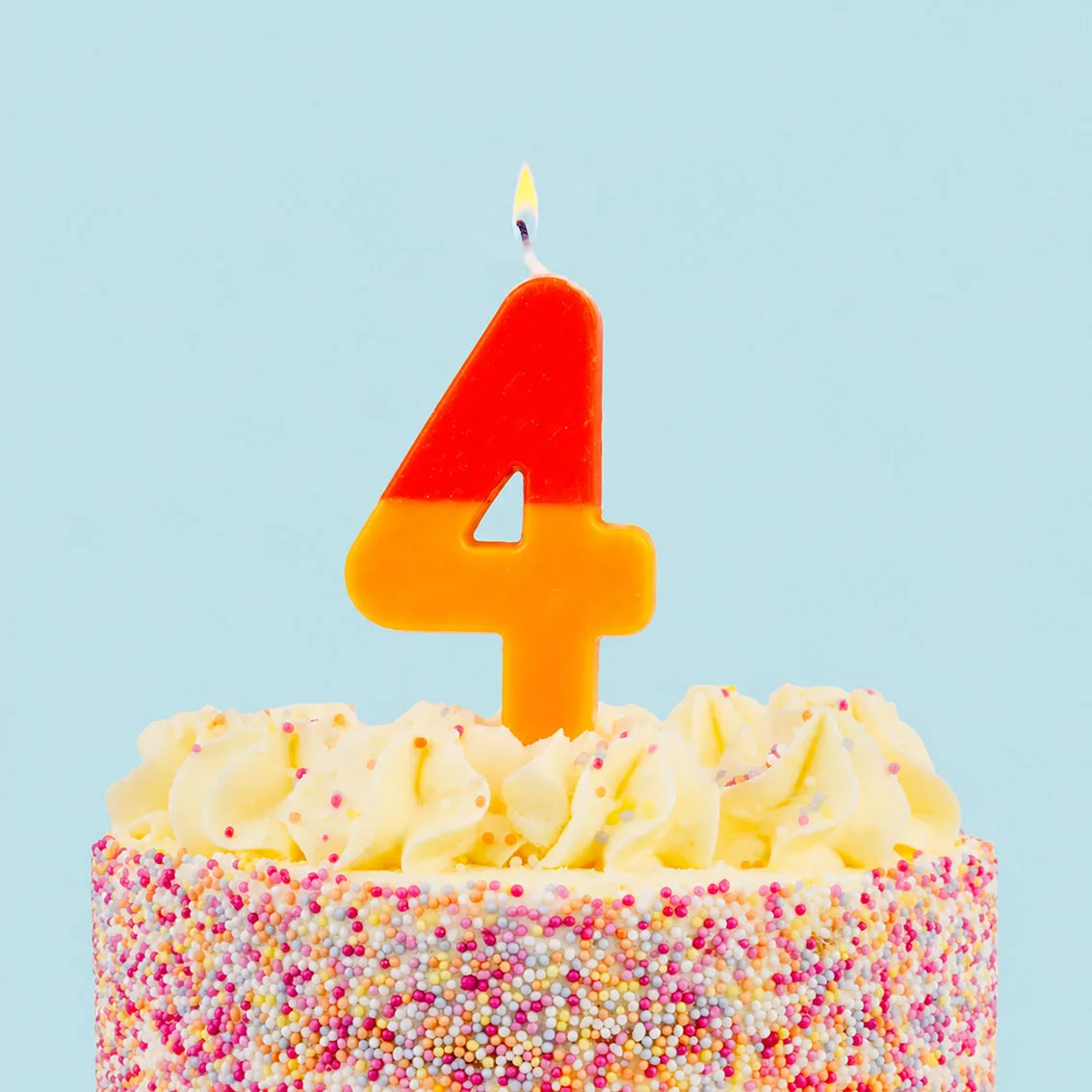 Orange & Red Birthday Number Candle - 4