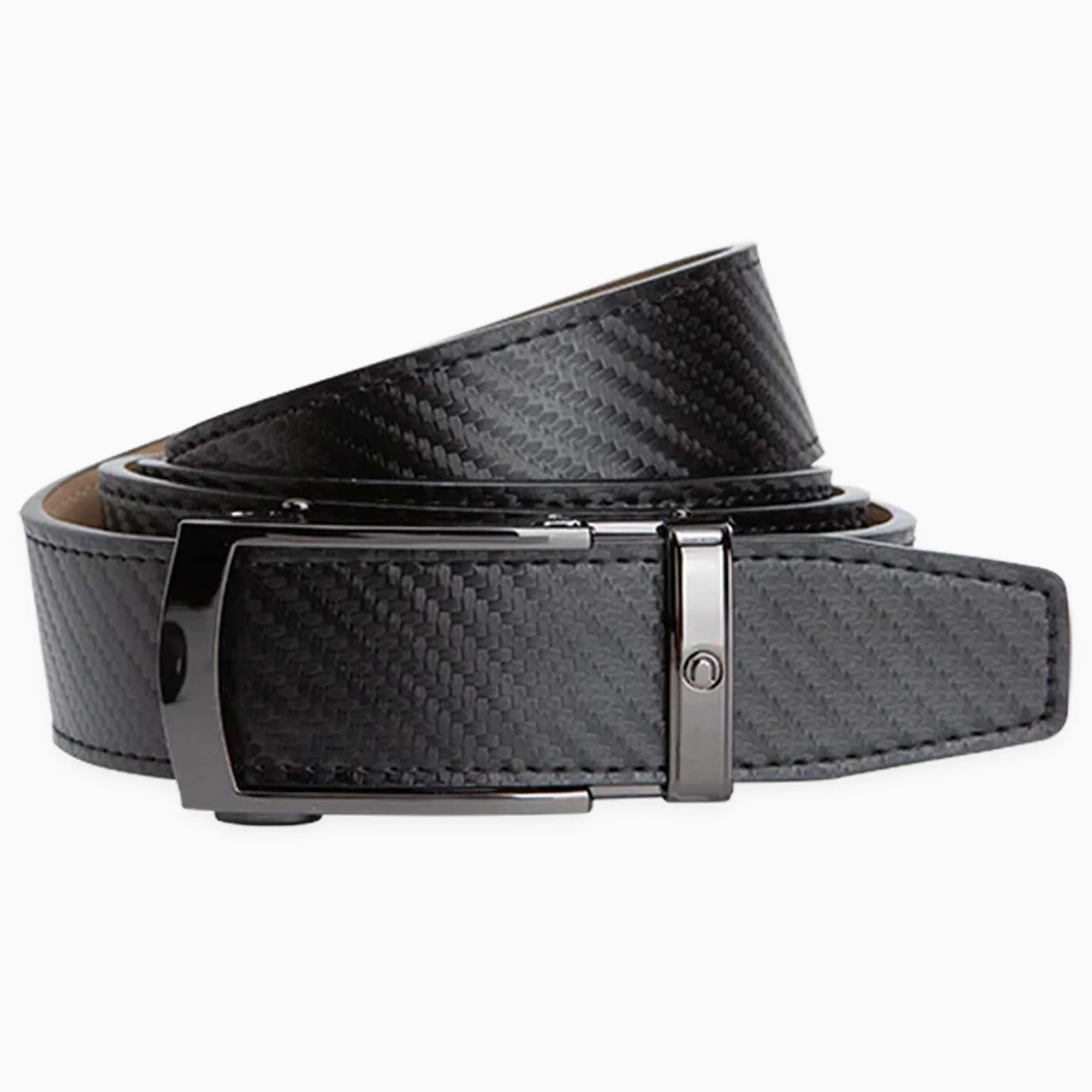 Vetica carbon black, řemen 1 3/8", společenský pásek s ráčnou