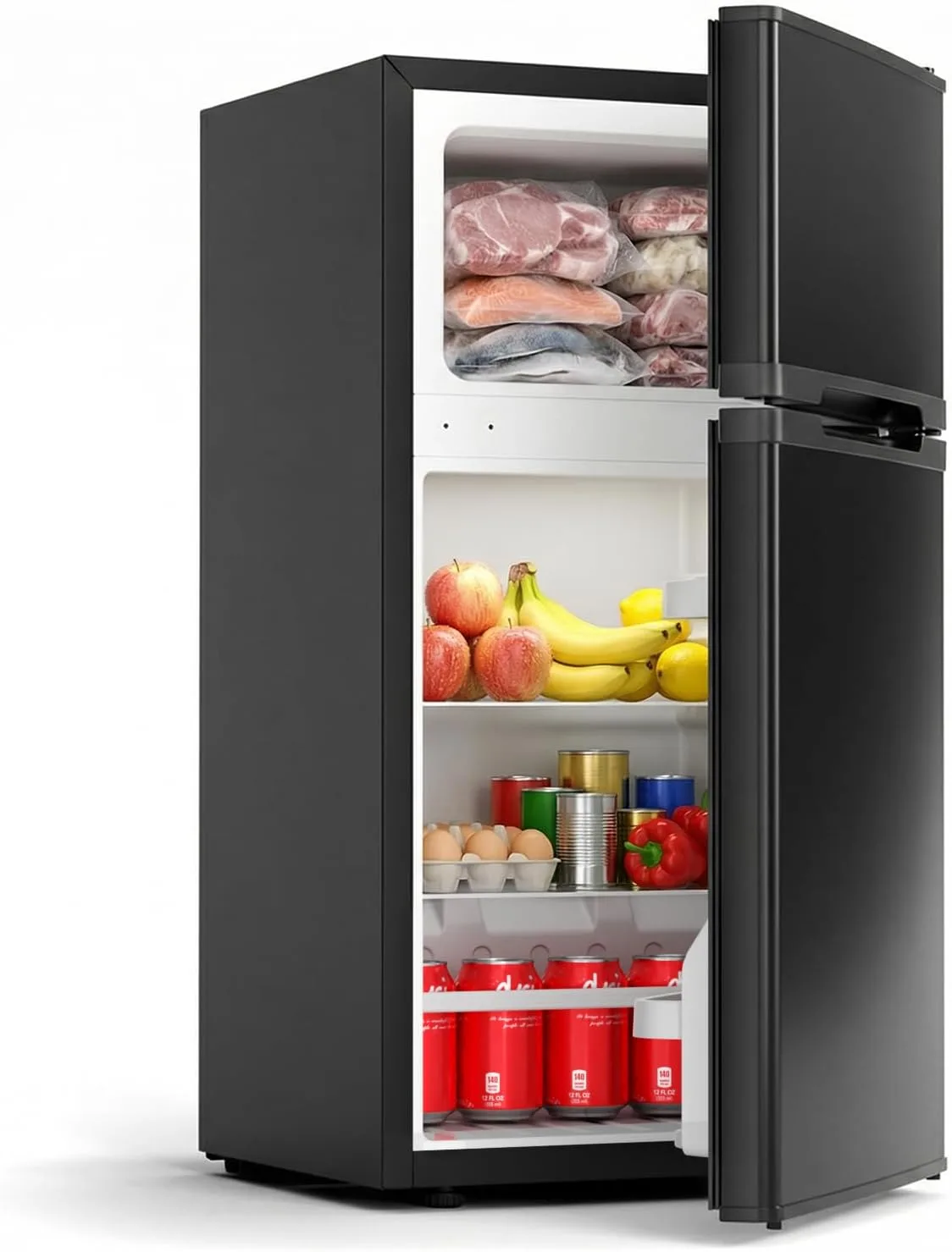 Antarctic Star 2,5 cu.ft. Slaapzaal Koelkast met Vriezer, dubbele omkeerbare deur, compacte koelkast met 2 uitneembare planken