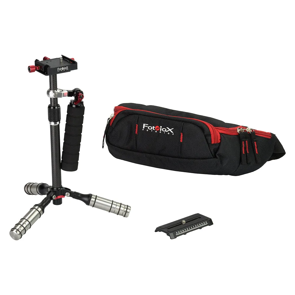 Fotodiox Pro Carbon Fiber Gimbal Stabilisator voor DSLR-, MILC- en GoPro-camera's - Handheld Video Stabilisatiesysteem en Discreet Camera-ondersteuning voor Kleine tot Middelgrote