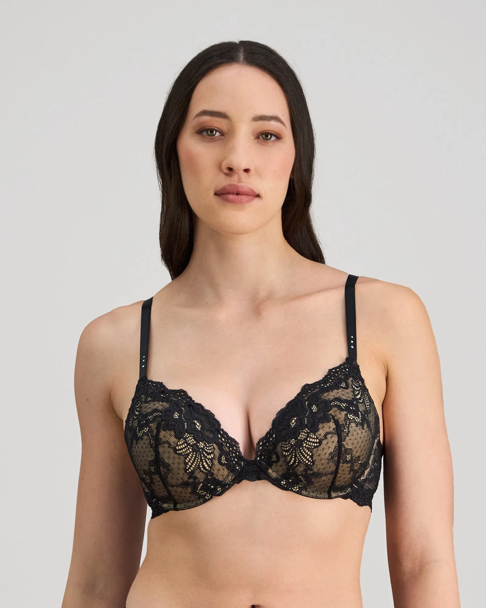 My Fit Spitzen-Push-up-BH - Schwarz