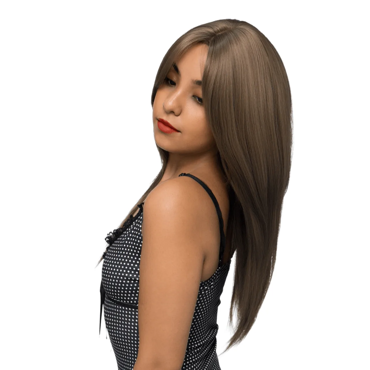 22-Inch Solid Cool Choc Brown Wavy Synthetic Wig