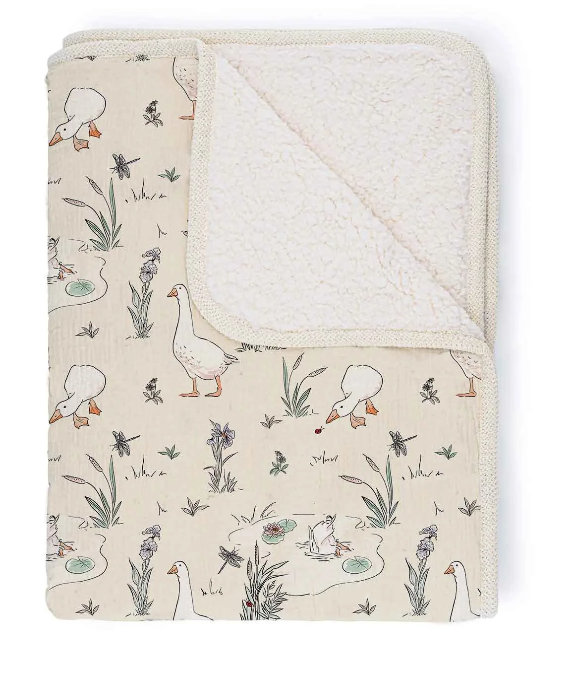 Muslin Sherpa Fleece Baby Blanket - Goose & the Ladybird