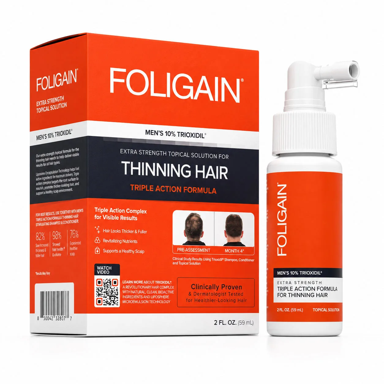 FOLIGAIN® 남성용 가늘어지는 모발용 트리플 액션 컴플리트 포뮬러 (10% TRIOXIDIL®)