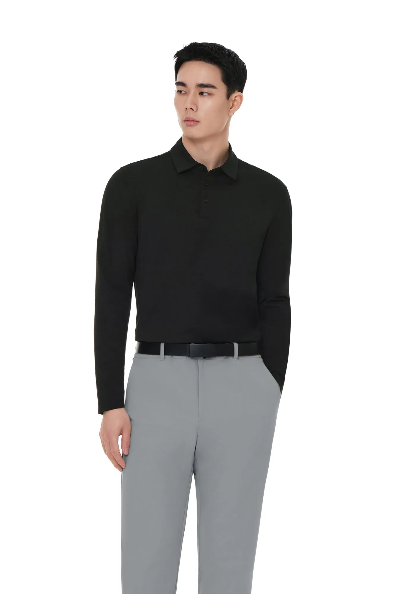 Men's Airy Fit Long Sleeve Polo Shirt