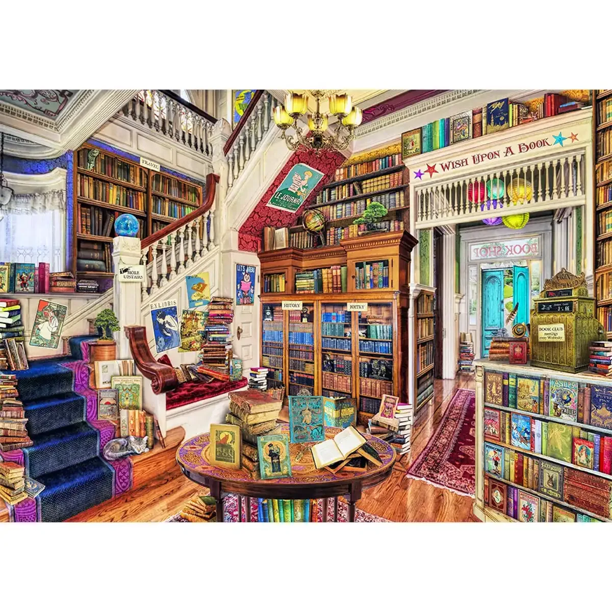 Wish Upon a Bookshop 1000 Wooden Puzzle