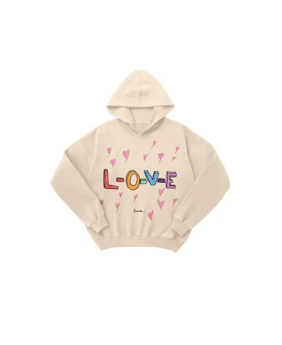 L-O-V-E 燕麥色帽T 兒童尺寸與合身指南