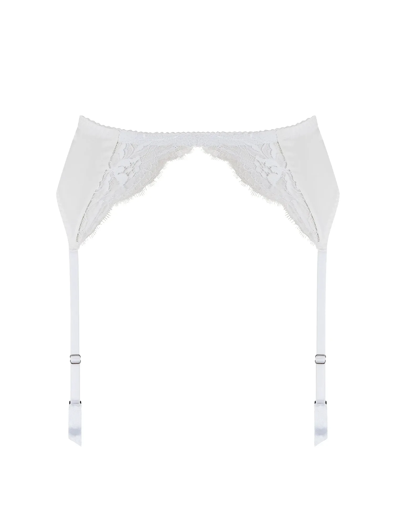 Signature Silk Suspender Belt - White