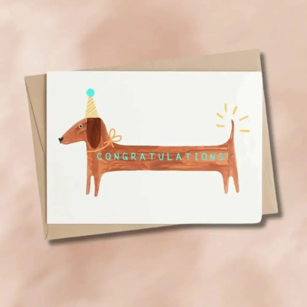 Congratulations Sausage Dog Card