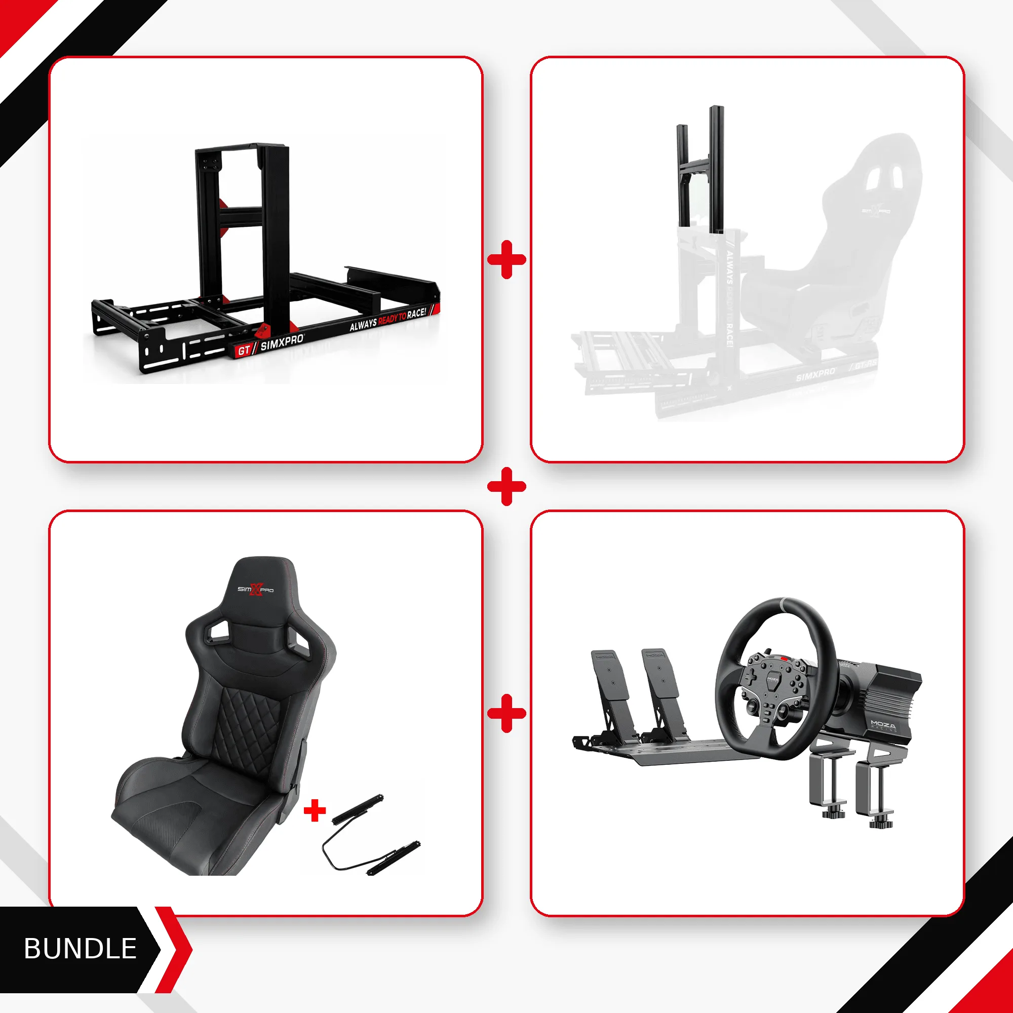 GT + Integrated Monitor Mount + XL GT Seat + MOZA R5 Bundle — PC Ready