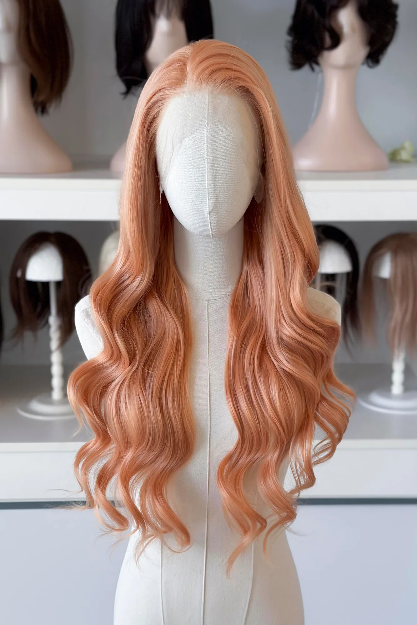 Golden Peach Wavy Lace Front Wig Eve
