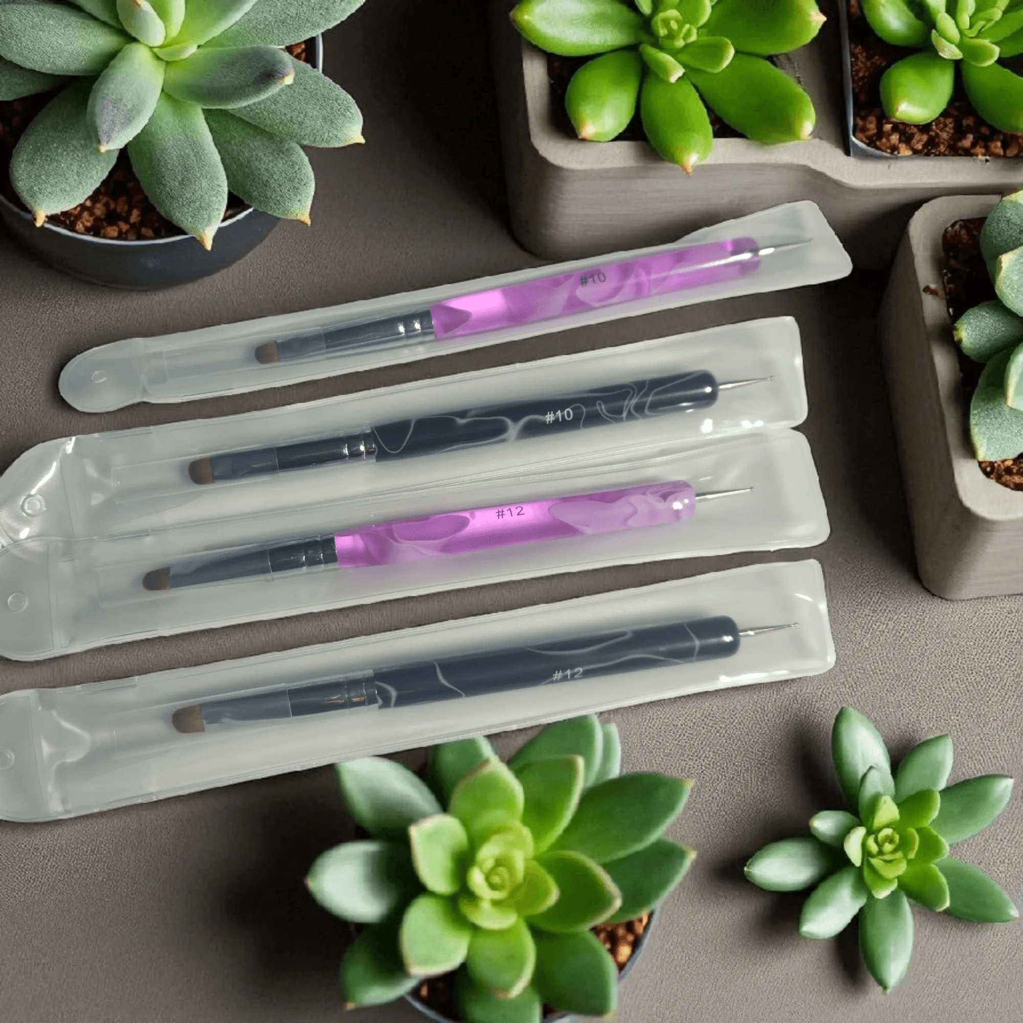 French Manicure Brush with Dotting Tool End.