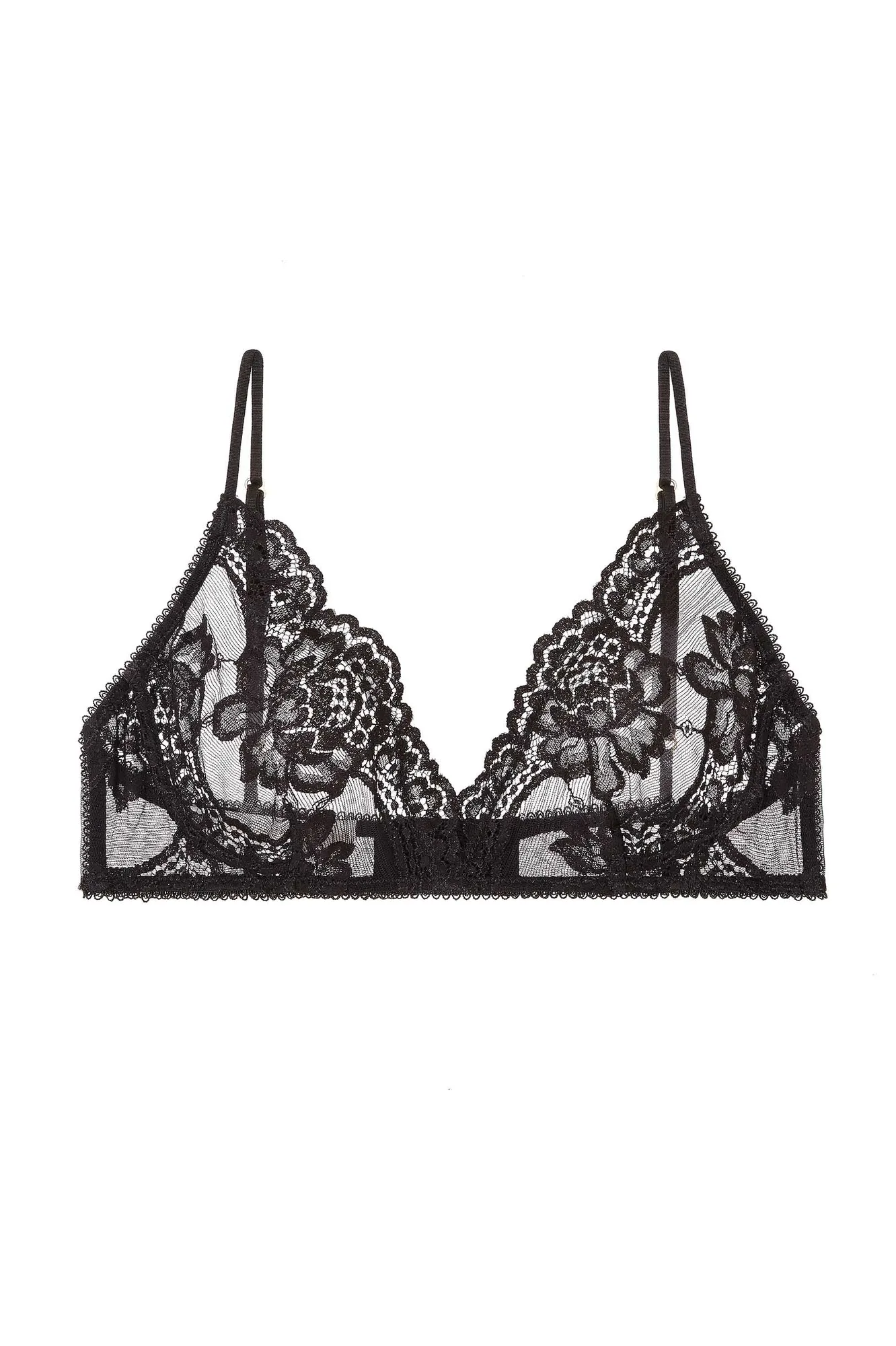 Rosa Scalloped French Lace Bralette in Schwarz, Elfenbein oder Rosarot