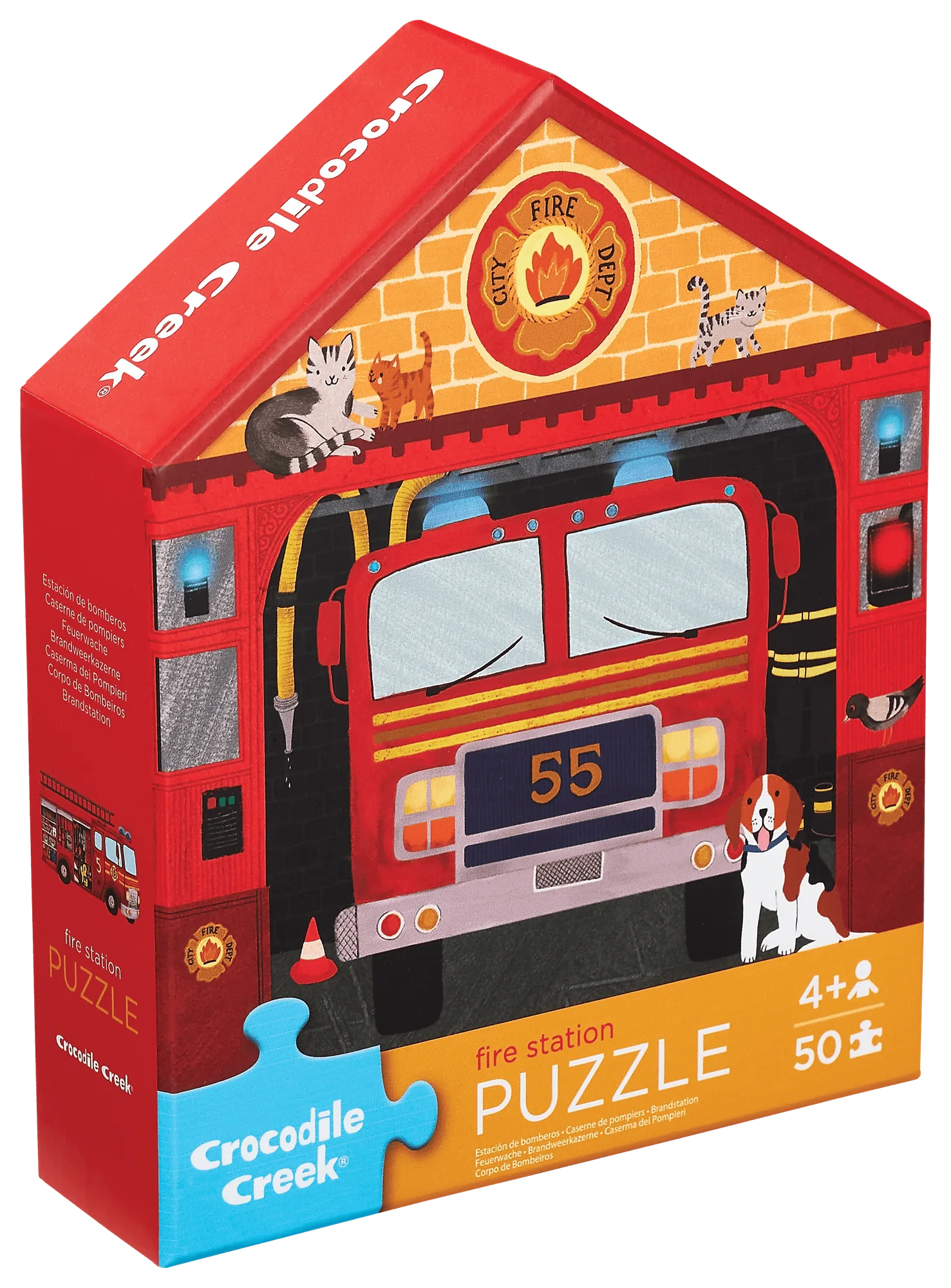 Puzzle maison plate de 50 pièces - Caserne de pompiers