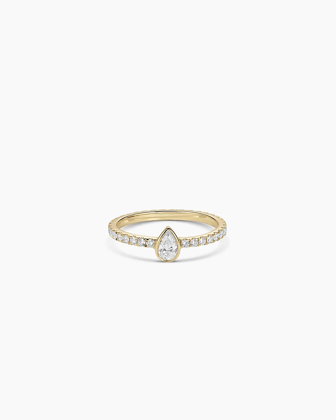 Bague éternité poire en diamant de laboratoire 14K