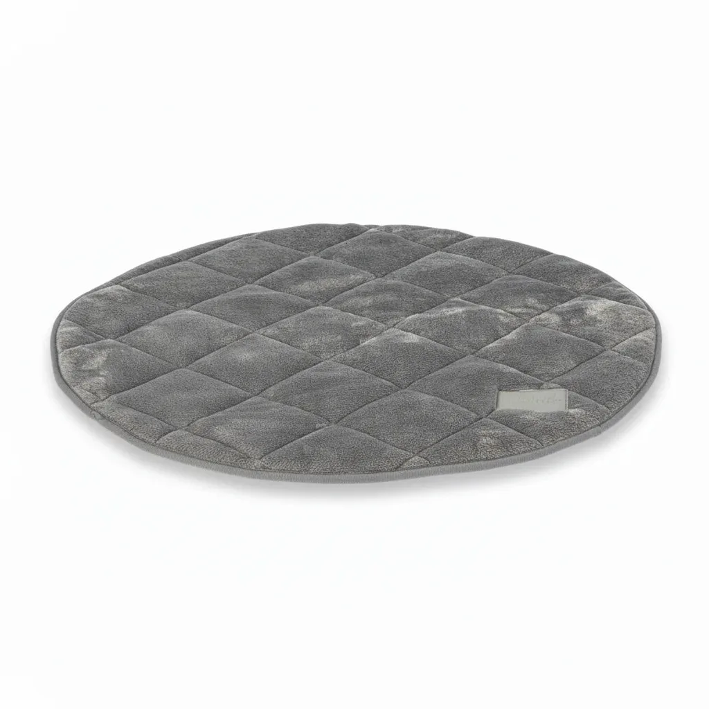 Luxury Grey Quilted Deluxe Cocoon Round Blanket - Dog Mat