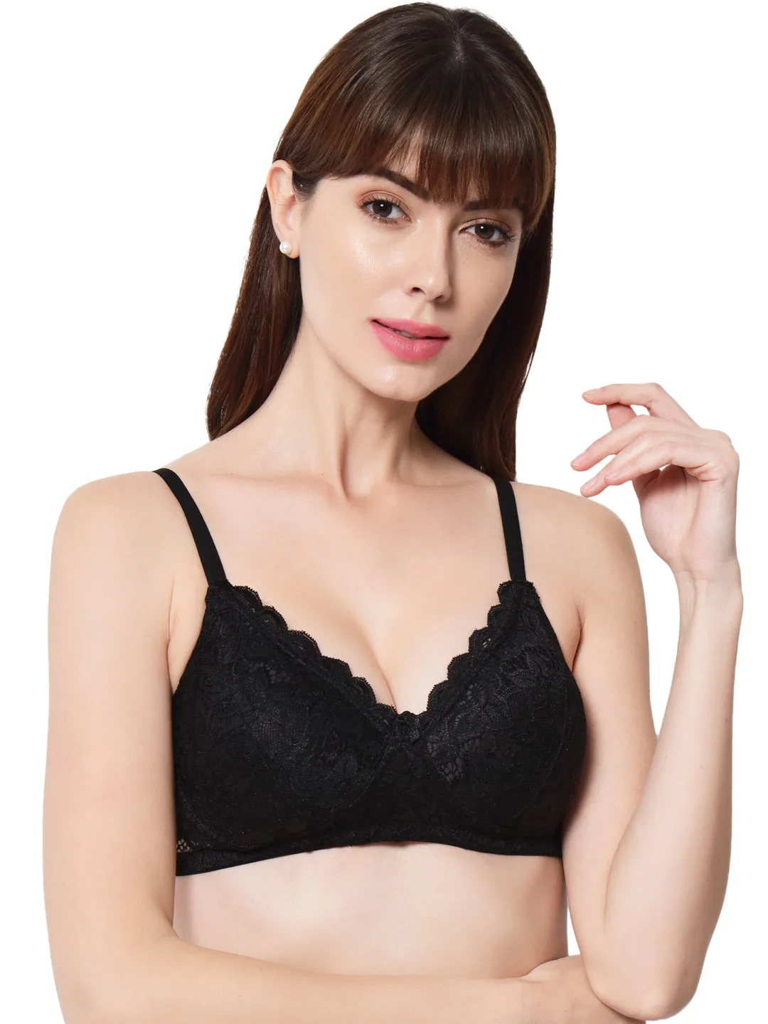 Full Coverage Padded Bra with Lace: Style and Support