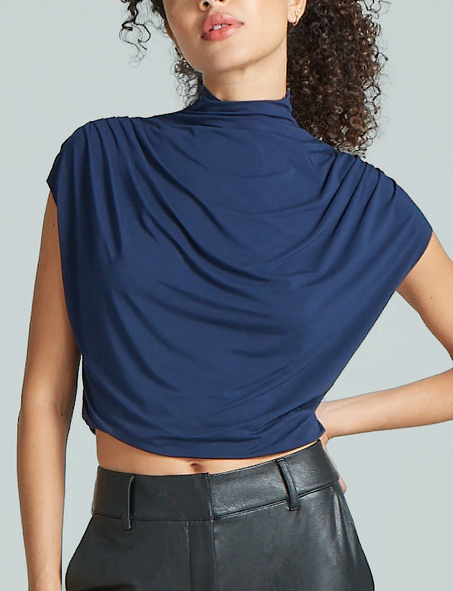 Butter Draped Mockneck Short Sleeve Crop Top