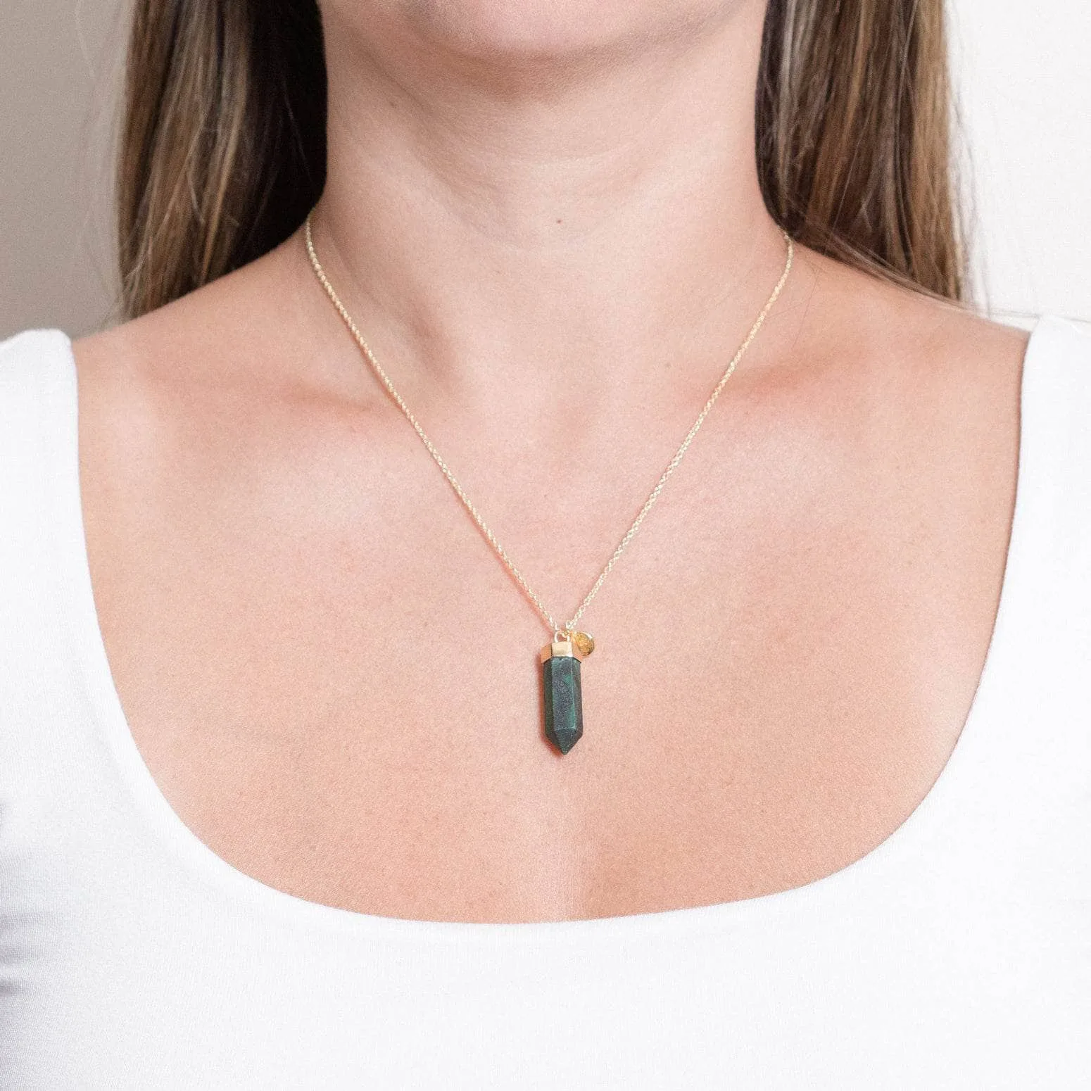 GENUINE MALACHITE CRYSTAL POINT NECKLACE