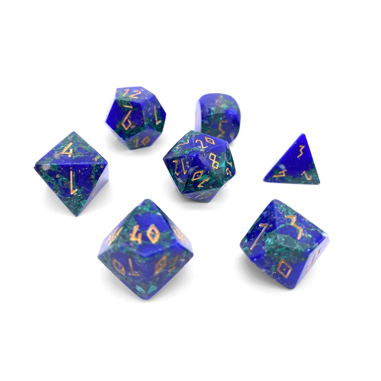 Lápis-lazúli Malaquite - Conjunto de 7 dados TruStone para RPG