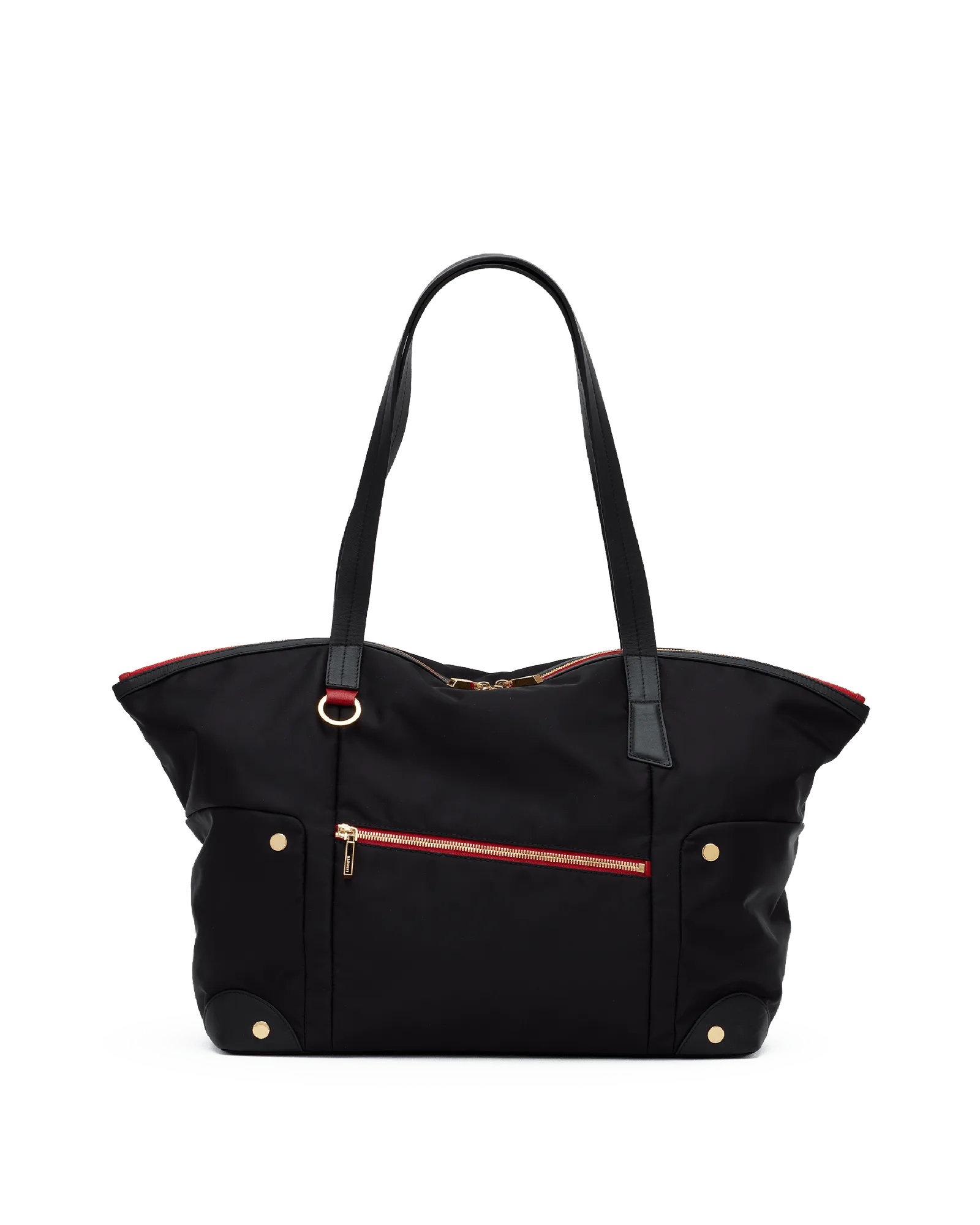 Borsa Zoe | Nylon nero/Cerniera rossa oro