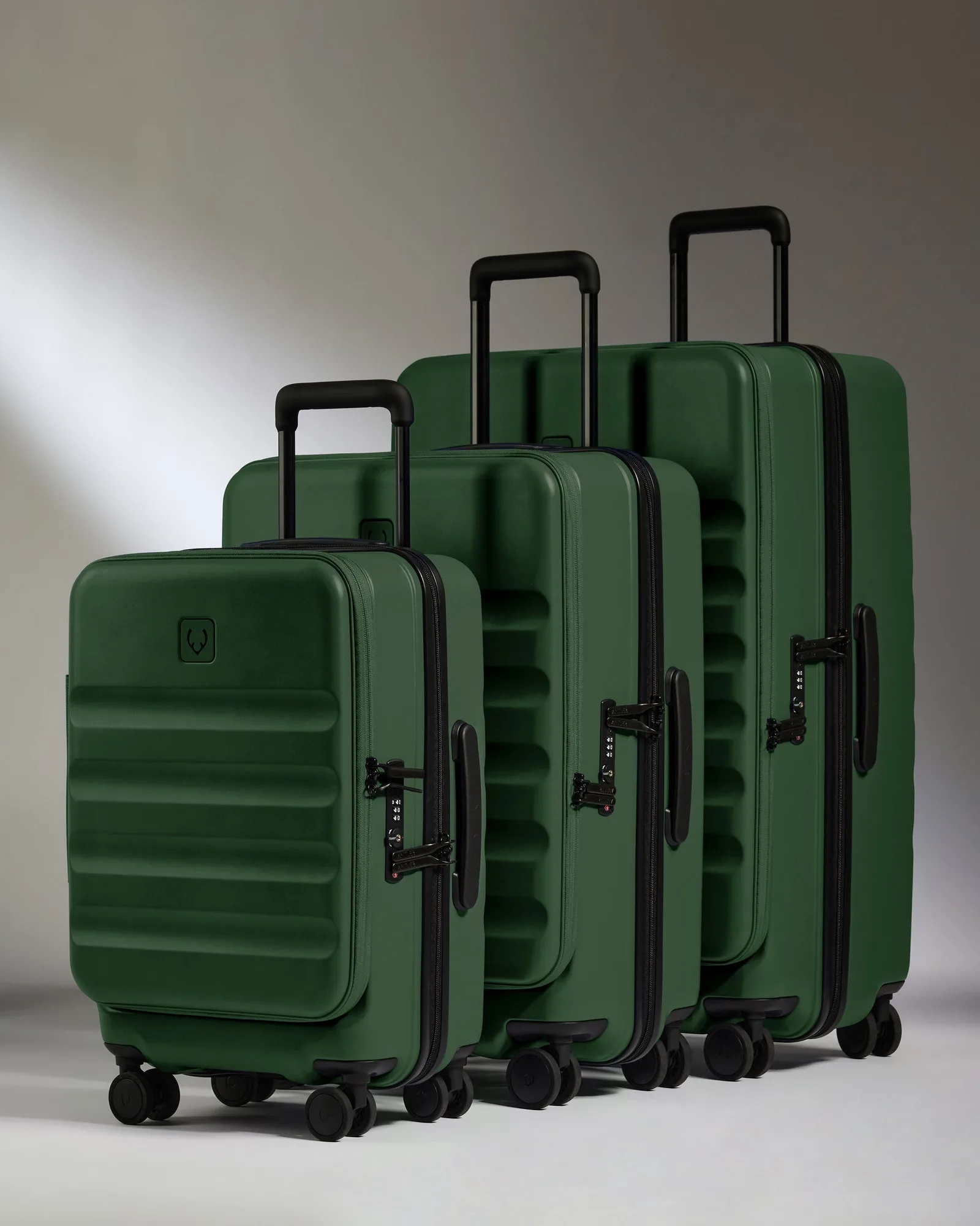Set de equipaje de doble apertura en verde Antler - Icon Stripe