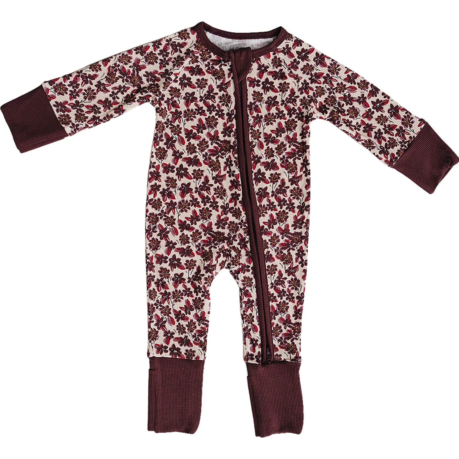 Fecho de correr de bambu canelado com estampa floral antiga