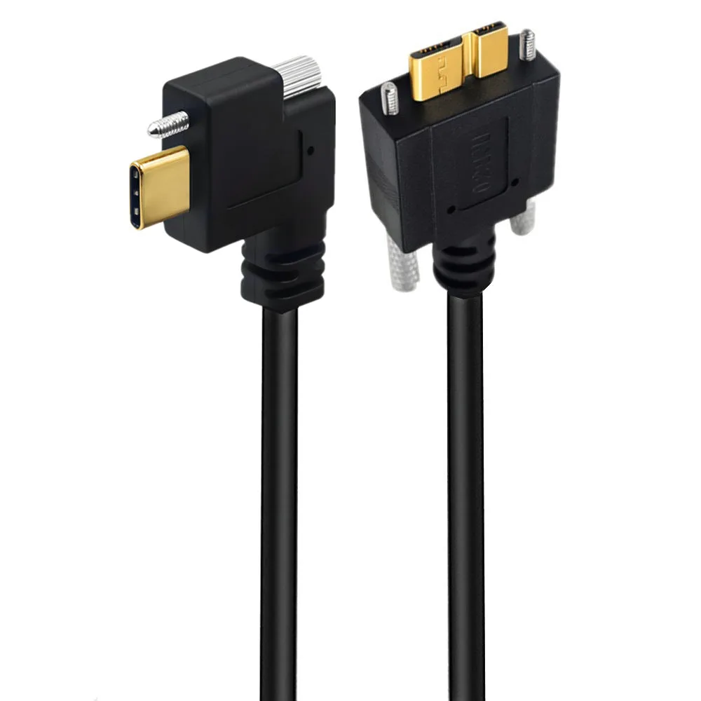 Cable USB-C a Micro USB 3.0 Tipo-B con bloqueo de tornillo – Ángulo recto