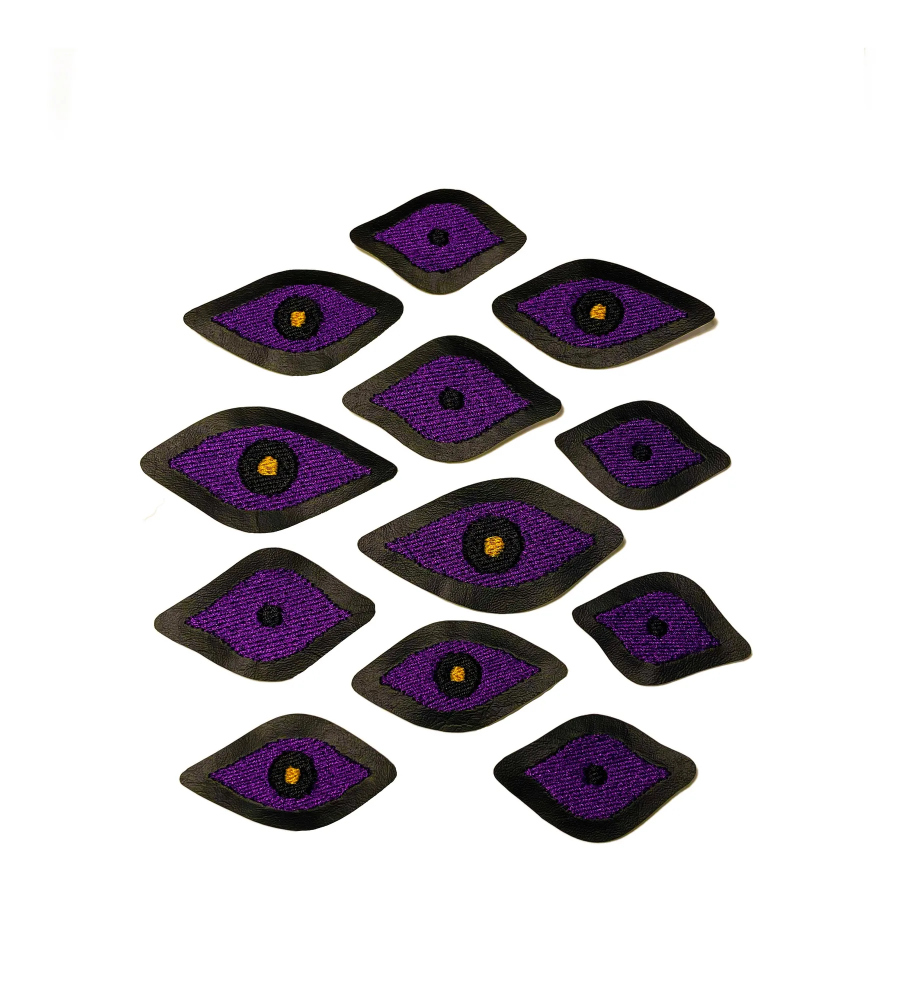 Conjunto de patches para coser Extra Eyes - roxo e amarelo