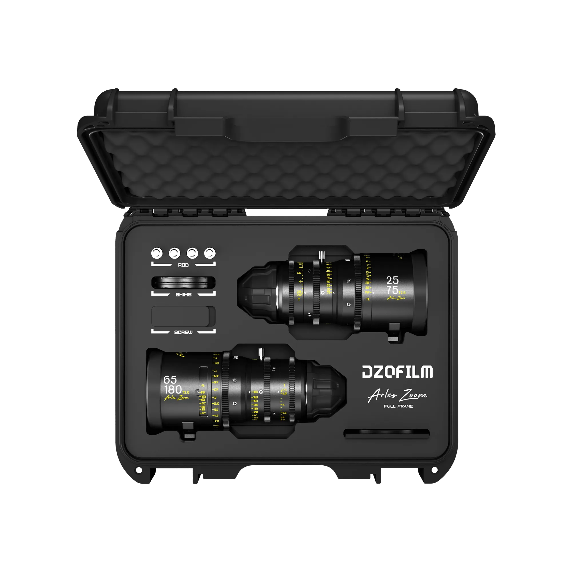 DZOFILM Arles Zoom Lens 2-Lens Set 25-75mm + 65-180mm T2.6 (PL, Metric)